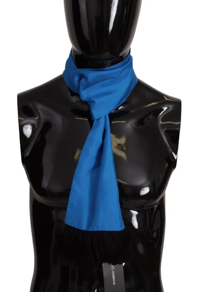 Dolce & Gabbana Royal Blue Scarf Neck Wrap Shawl Silk Scarf by Dolce & Gabbana