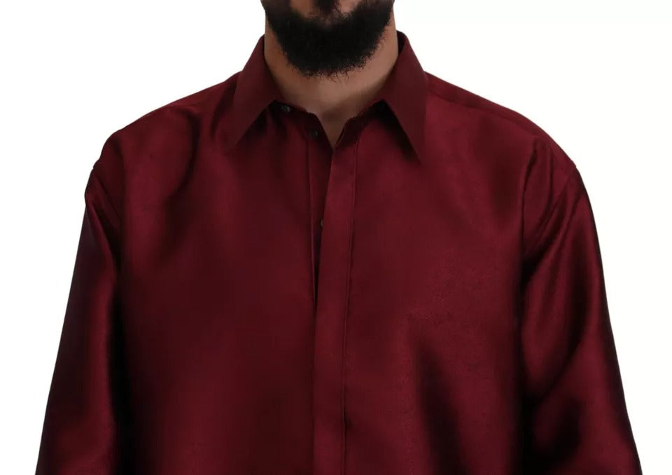 Dolce & Gabbana Bordeaux Cotton Long Sleeve Men Formal Shirt by Dolce & Gabbana