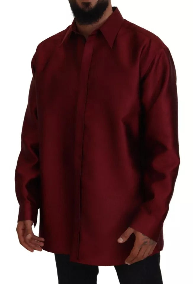 Dolce & Gabbana Bordeaux Cotton Long Sleeve Men Formal Shirt by Dolce & Gabbana