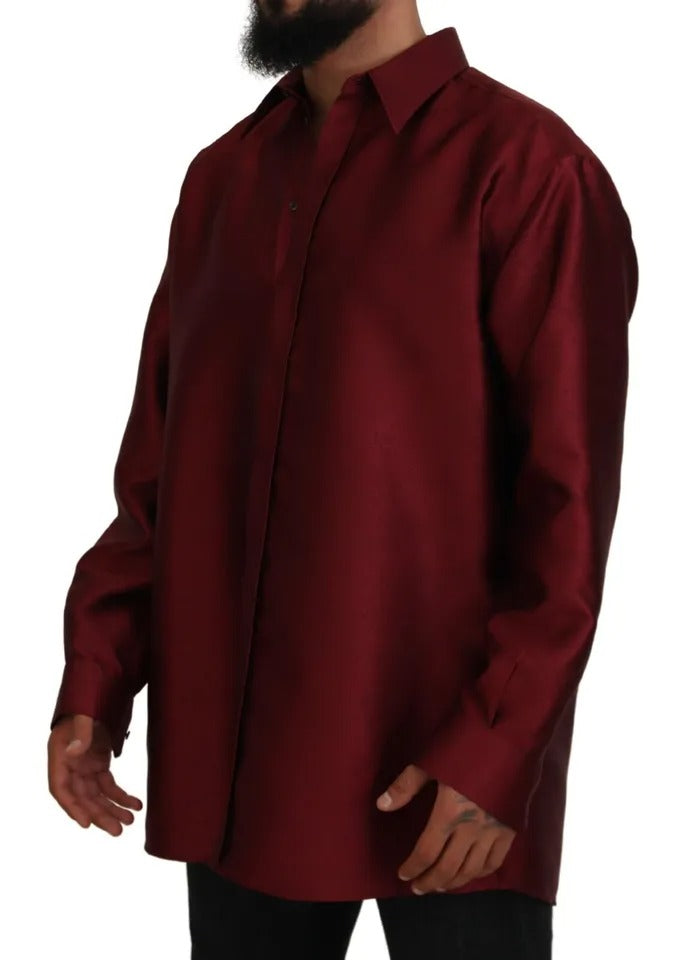 Dolce & Gabbana Bordeaux Cotton Long Sleeve Men Formal Shirt by Dolce & Gabbana