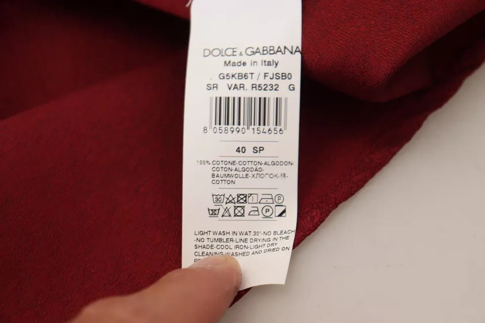 Dolce & Gabbana Bordeaux Cotton Long Sleeve Men Formal Shirt by Dolce & Gabbana
