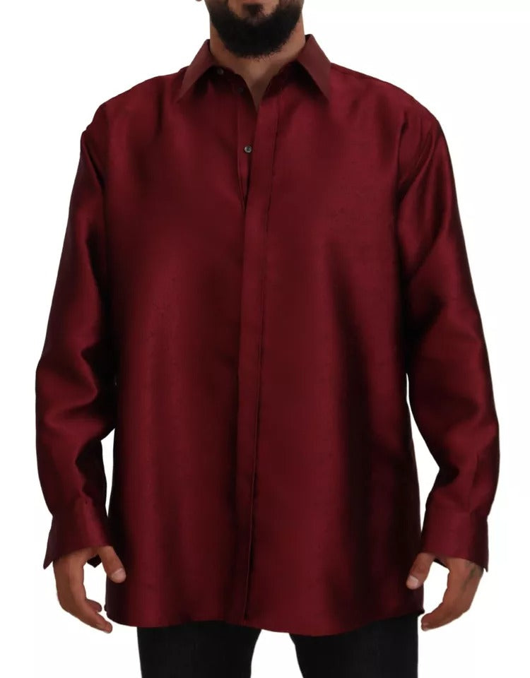 Dolce & Gabbana Bordeaux Cotton Long Sleeve Men Formal Shirt by Dolce & Gabbana