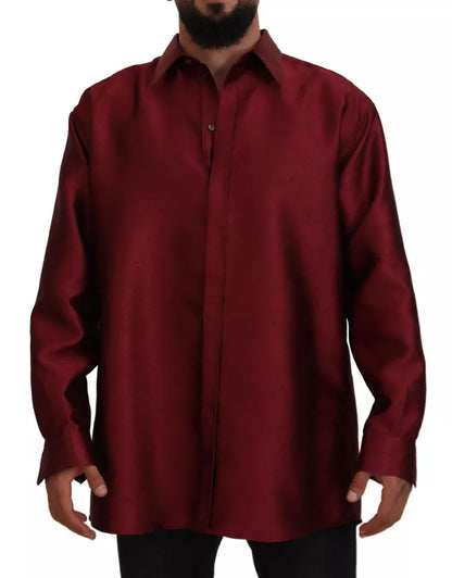 Dolce & Gabbana Bordeaux Cotton Long Sleeve Men Formal Shirt by Dolce & Gabbana