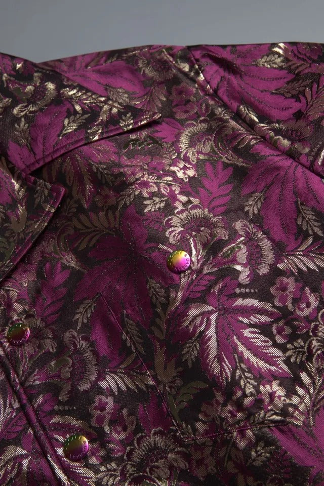 Dolce & Gabbana Fuchsia Pink Floral Jacquard Button Down Shirt by Dolce & Gabbana