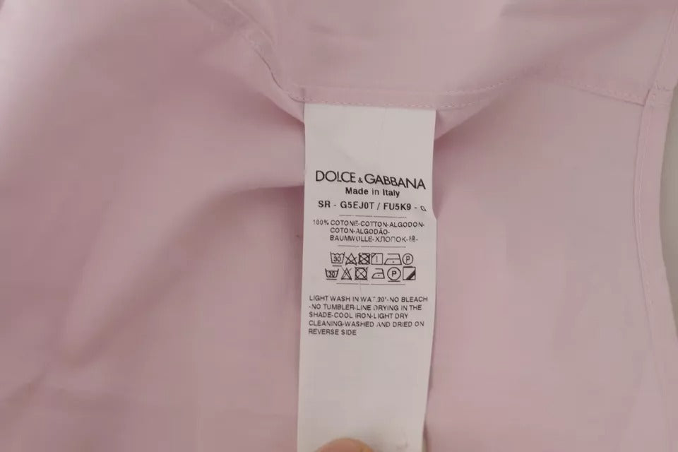 Dolce & Gabbana Light Pink Cotton Dress Formal Men GOLD Shirt by Dolce & Gabbana