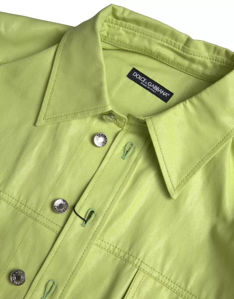 Dolce & Gabbana Green Cotton Collared Casual Button Down Shirt by Dolce & Gabbana