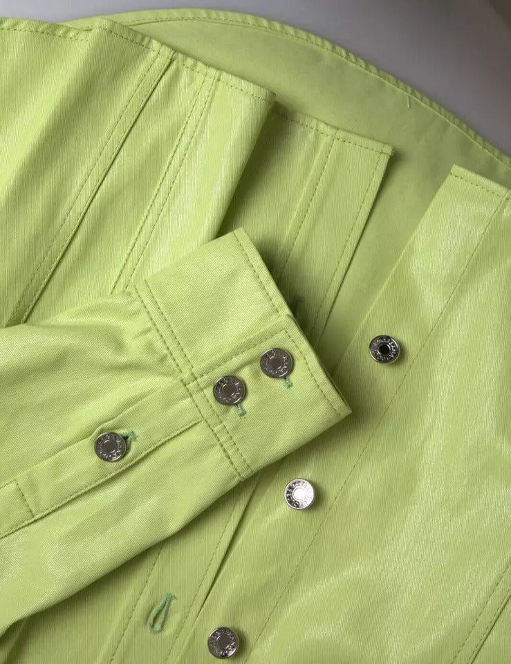 Dolce & Gabbana Green Cotton Collared Casual Button Down Shirt by Dolce & Gabbana