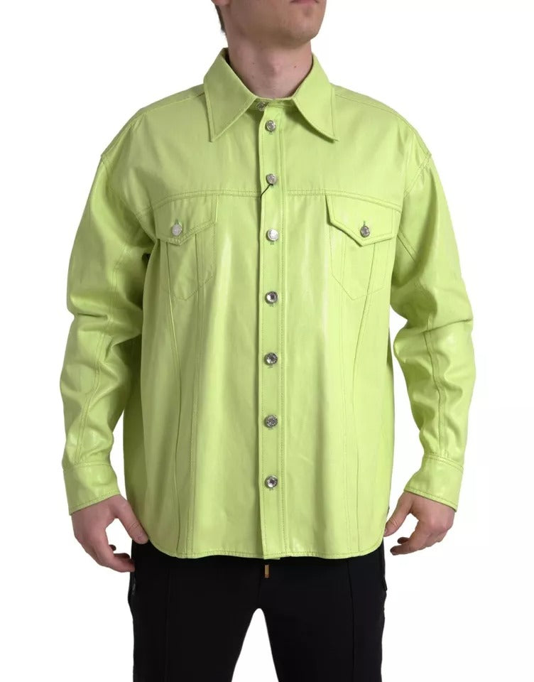 Dolce & Gabbana Green Cotton Collared Casual Button Down Shirt by Dolce & Gabbana