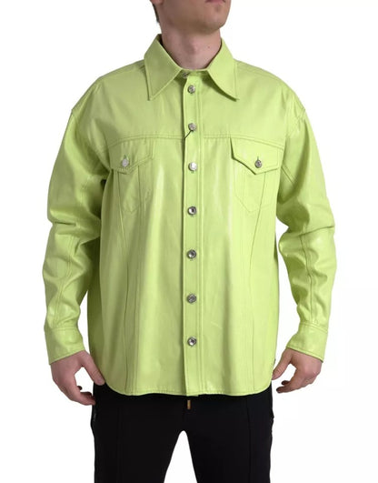 Dolce & Gabbana Green Cotton Collared Casual Button Down Shirt by Dolce & Gabbana