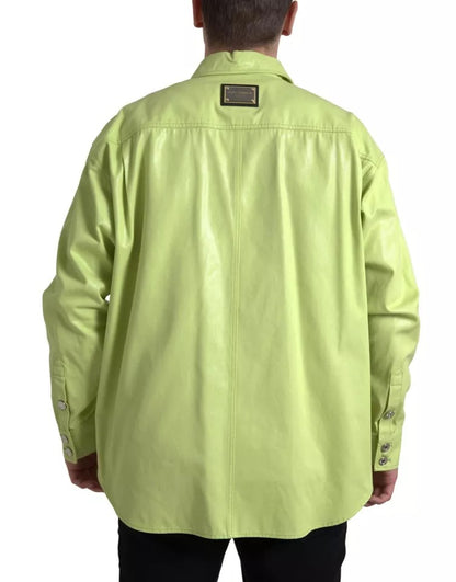 Dolce & Gabbana Green Cotton Collared Casual Button Down Shirt by Dolce & Gabbana