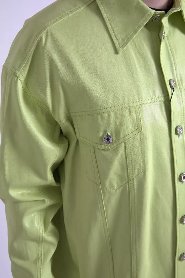 Dolce & Gabbana Green Cotton Collared Casual Button Down Shirt by Dolce & Gabbana