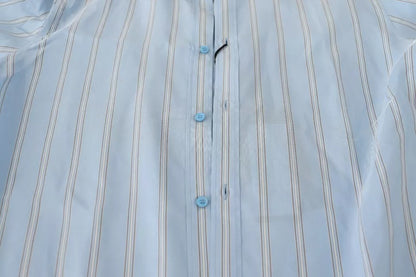 Dolce & Gabbana Blue Striped Silk Formal Dress MARTINI Shirt by Dolce & Gabbana