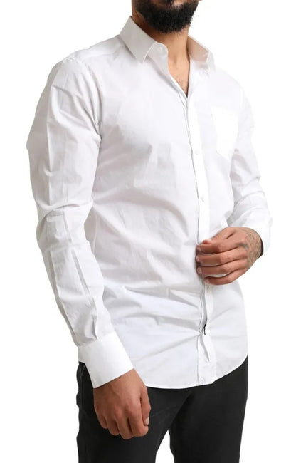 Dolce & Gabbana White GOLD Formal Cotton Tuxedo Dress Shirt by Dolce & Gabbana