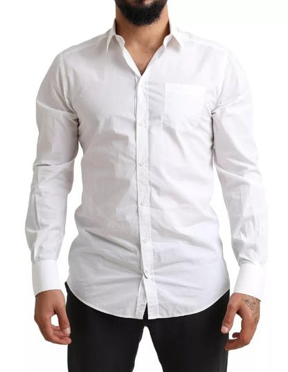 Dolce & Gabbana White GOLD Formal Cotton Tuxedo Dress Shirt by Dolce & Gabbana