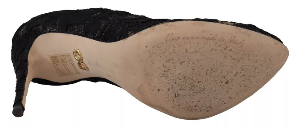 Dolce &amp; Gabbana Chaussettes extensibles noires Bottes en dentelle Taormina Chaussures
