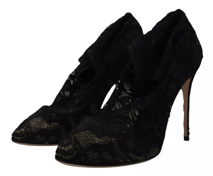 Dolce &amp; Gabbana Chaussettes extensibles noires Bottes en dentelle Taormina Chaussures