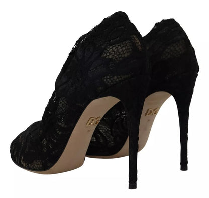 Dolce &amp; Gabbana Chaussettes extensibles noires Bottes en dentelle Taormina Chaussures