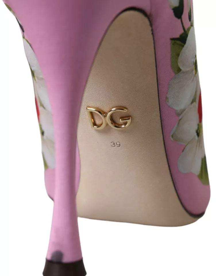 Bottes extensibles en jersey multicolore Dolce &amp; Gabbana à bout ouvert et talons