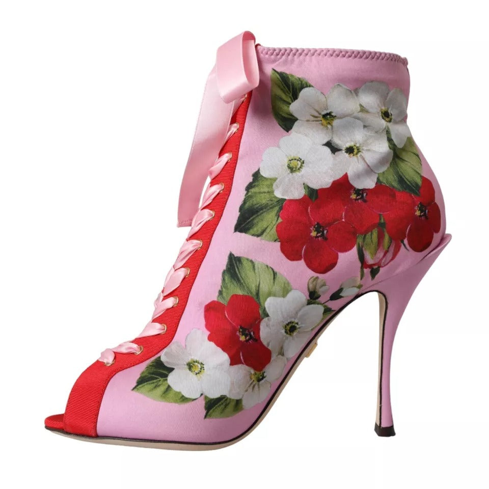 Bottes extensibles en jersey multicolore Dolce &amp; Gabbana à bout ouvert et talons