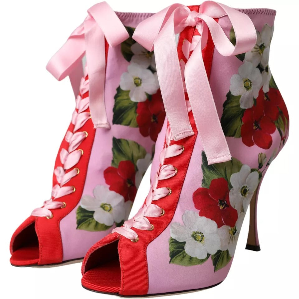 Bottes extensibles en jersey multicolore Dolce &amp; Gabbana à bout ouvert et talons