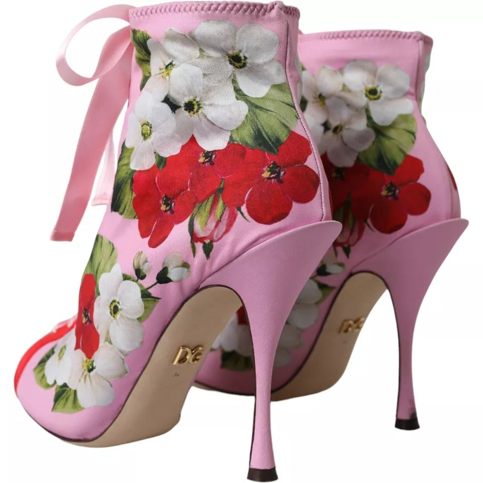 Bottes extensibles en jersey multicolore Dolce &amp; Gabbana à bout ouvert et talons