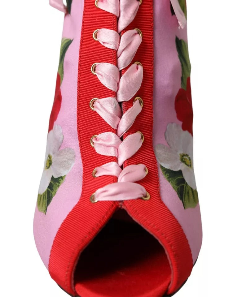Bottes extensibles en jersey multicolore Dolce &amp; Gabbana à bout ouvert et talons