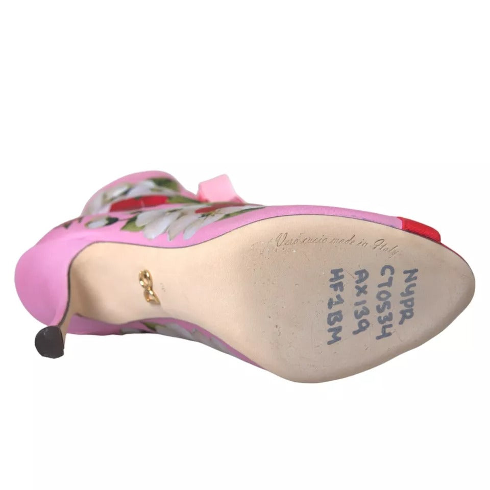 Bottes extensibles en jersey multicolore Dolce &amp; Gabbana à bout ouvert et talons
