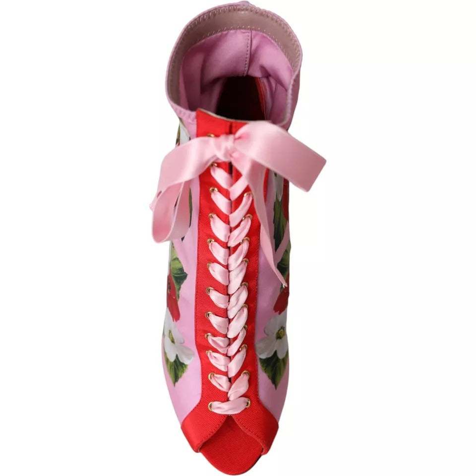 Bottes extensibles en jersey multicolore Dolce &amp; Gabbana à bout ouvert et talons