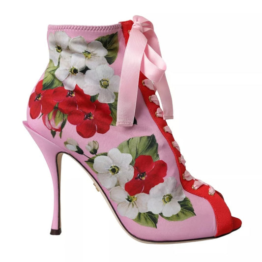 Bottes extensibles en jersey multicolore Dolce &amp; Gabbana à bout ouvert et talons