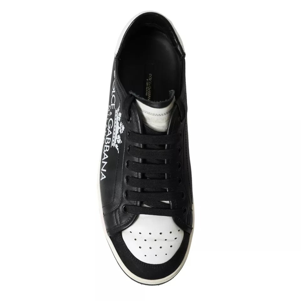 Dolce & Gabbana Black Leather Crown Milano Men Sneakers Shoes by Dolce & Gabbana