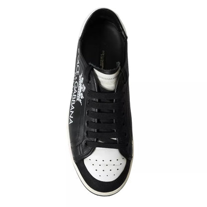 Dolce & Gabbana Black Leather Crown Milano Men Sneakers Shoes by Dolce & Gabbana