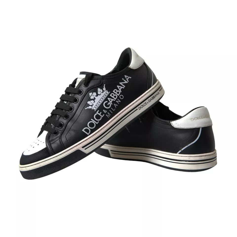 Dolce & Gabbana Black Leather Crown Milano Men Sneakers Shoes by Dolce & Gabbana