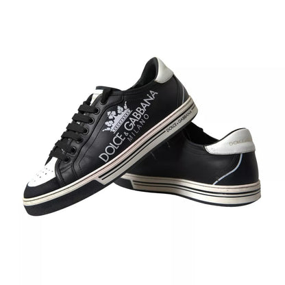 Dolce & Gabbana Black Leather Crown Milano Men Sneakers Shoes by Dolce & Gabbana