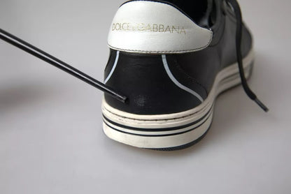 Dolce & Gabbana Black Leather Crown Milano Men Sneakers Shoes by Dolce & Gabbana