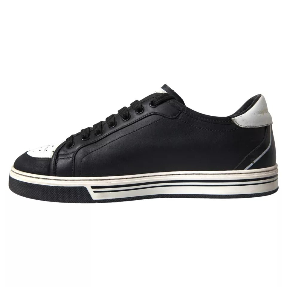 Dolce & Gabbana Black Leather Crown Milano Men Sneakers Shoes by Dolce & Gabbana