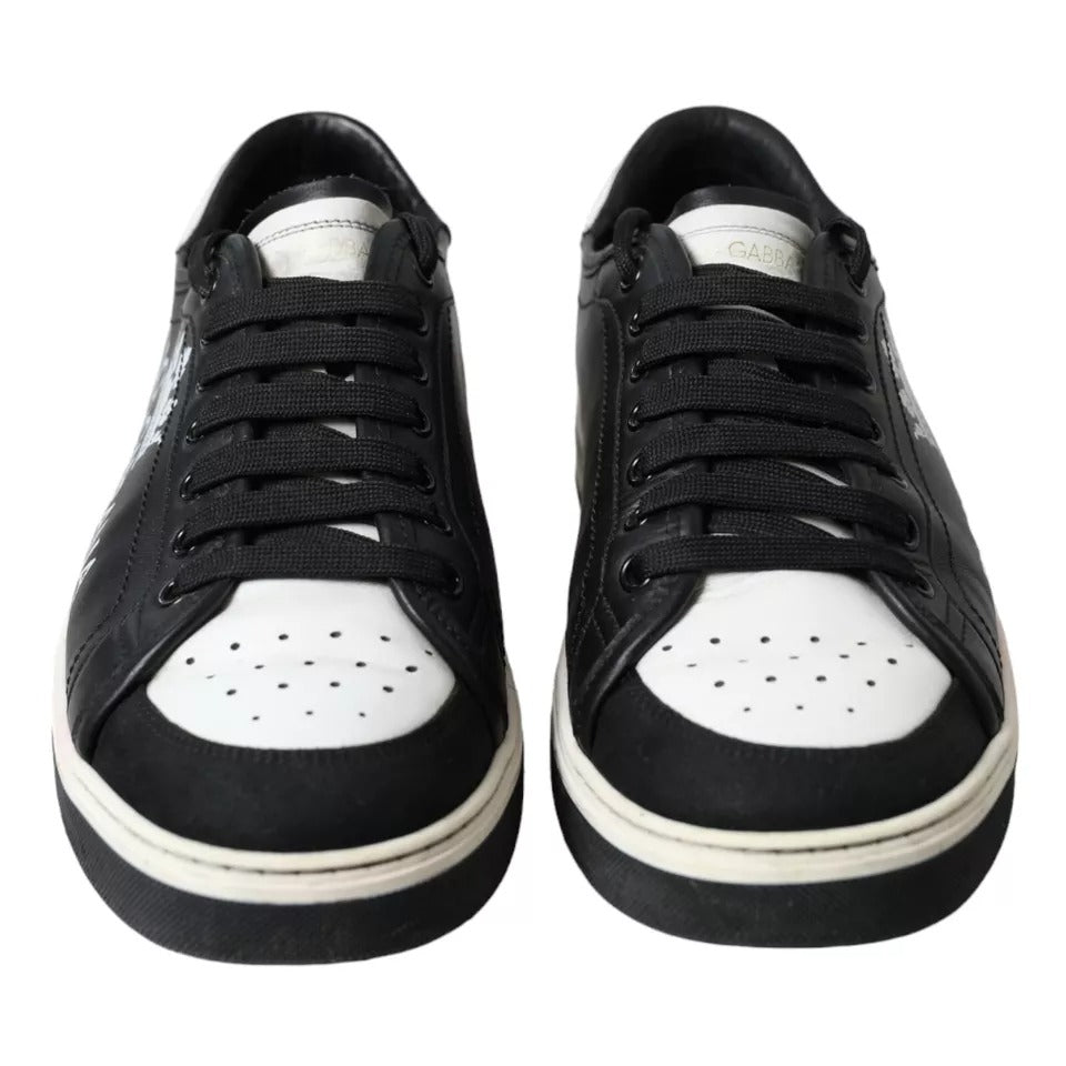 Dolce & Gabbana Black Leather Crown Milano Men Sneakers Shoes by Dolce & Gabbana
