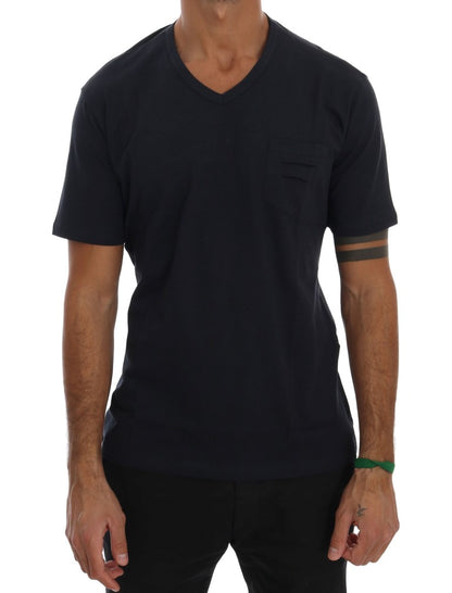 Daniele Alessandrini T-shirt chic en coton bleu à col en V