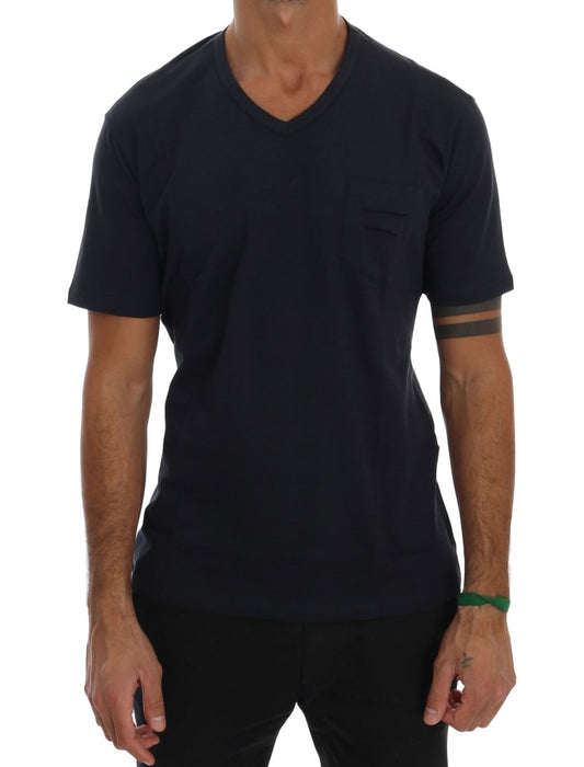 Daniele Alessandrini T-shirt chic en coton bleu à col en V