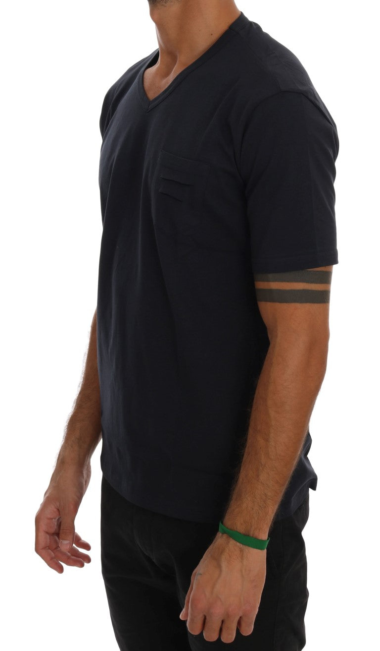 Daniele Alessandrini T-shirt chic en coton bleu à col en V