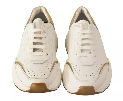Dolce & Gabbana White Gold Leather Sport DAYMASTER Sneakers Shoes by Dolce & Gabbana