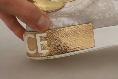 Dolce & Gabbana White Portofino Mother Of Pearl Sneakers Casual Shoes by Dolce & Gabbana