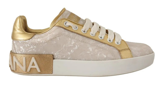 Dolce & Gabbana White Portofino Mother Of Pearl Sneakers Casual Shoes by Dolce & Gabbana