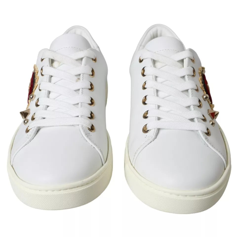 Dolce & Gabbana White Portofino Sacred Heart Sneakers Women Shoes by Dolce & Gabbana