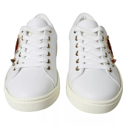 Dolce & Gabbana White Portofino Sacred Heart Sneakers Women Shoes by Dolce & Gabbana