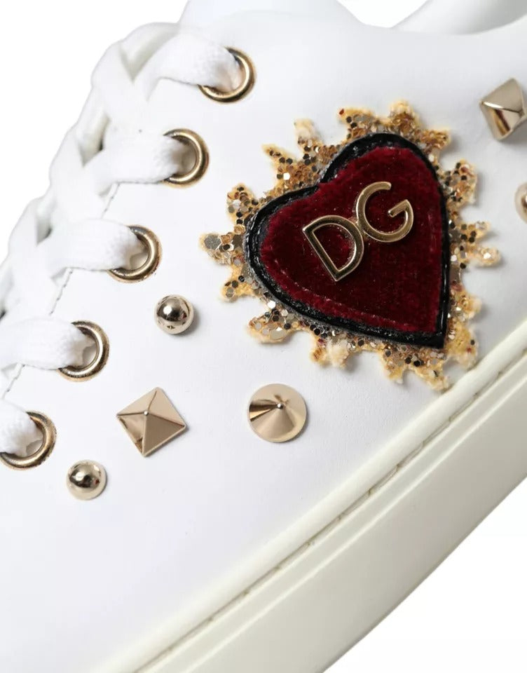 Dolce & Gabbana White Portofino Sacred Heart Sneakers Women Shoes by Dolce & Gabbana