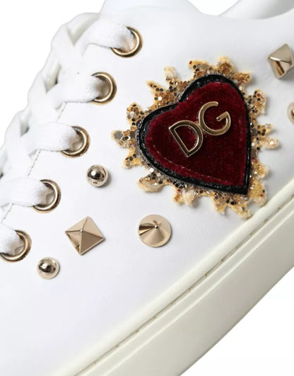 Dolce & Gabbana White Portofino Sacred Heart Sneakers Women Shoes by Dolce & Gabbana