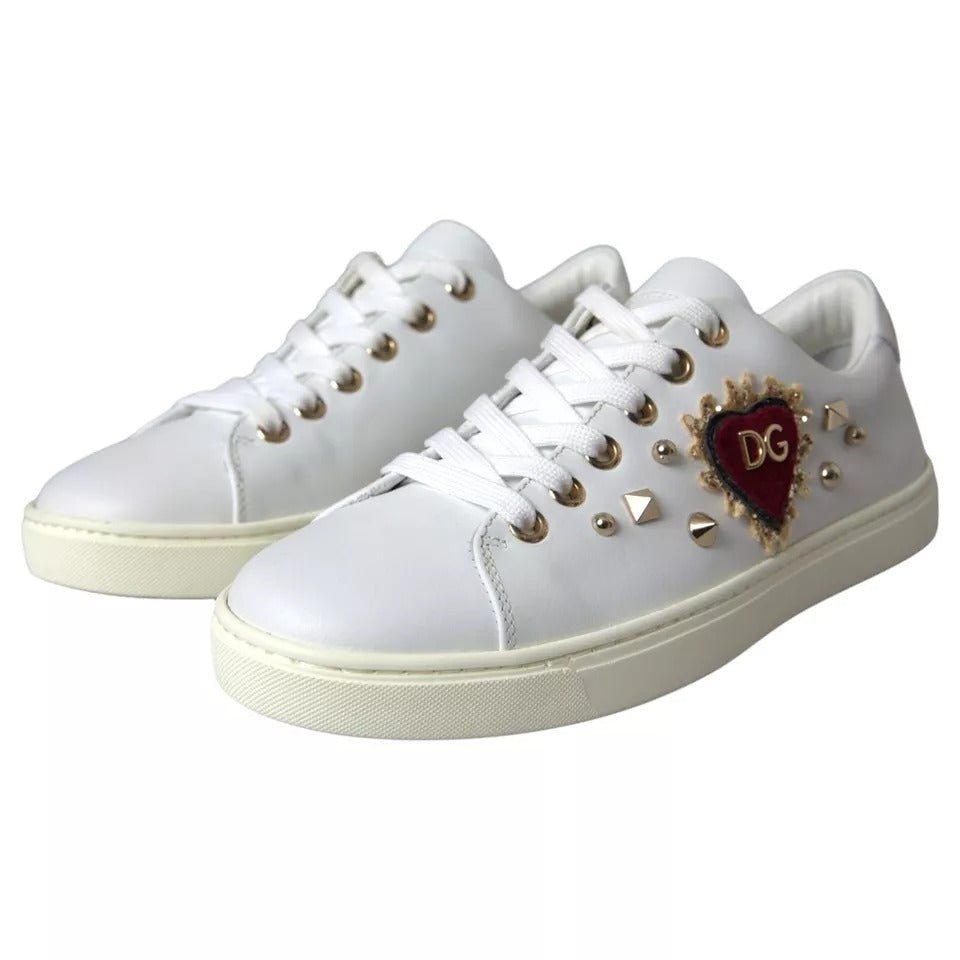 Dolce & Gabbana White Portofino Sacred Heart Sneakers Women Shoes by Dolce & Gabbana