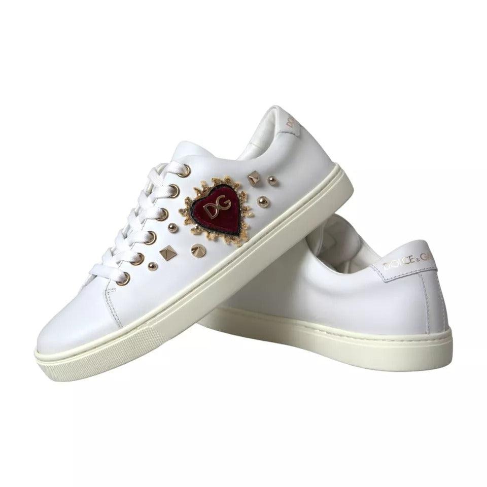 Dolce & Gabbana White Portofino Sacred Heart Sneakers Women Shoes by Dolce & Gabbana