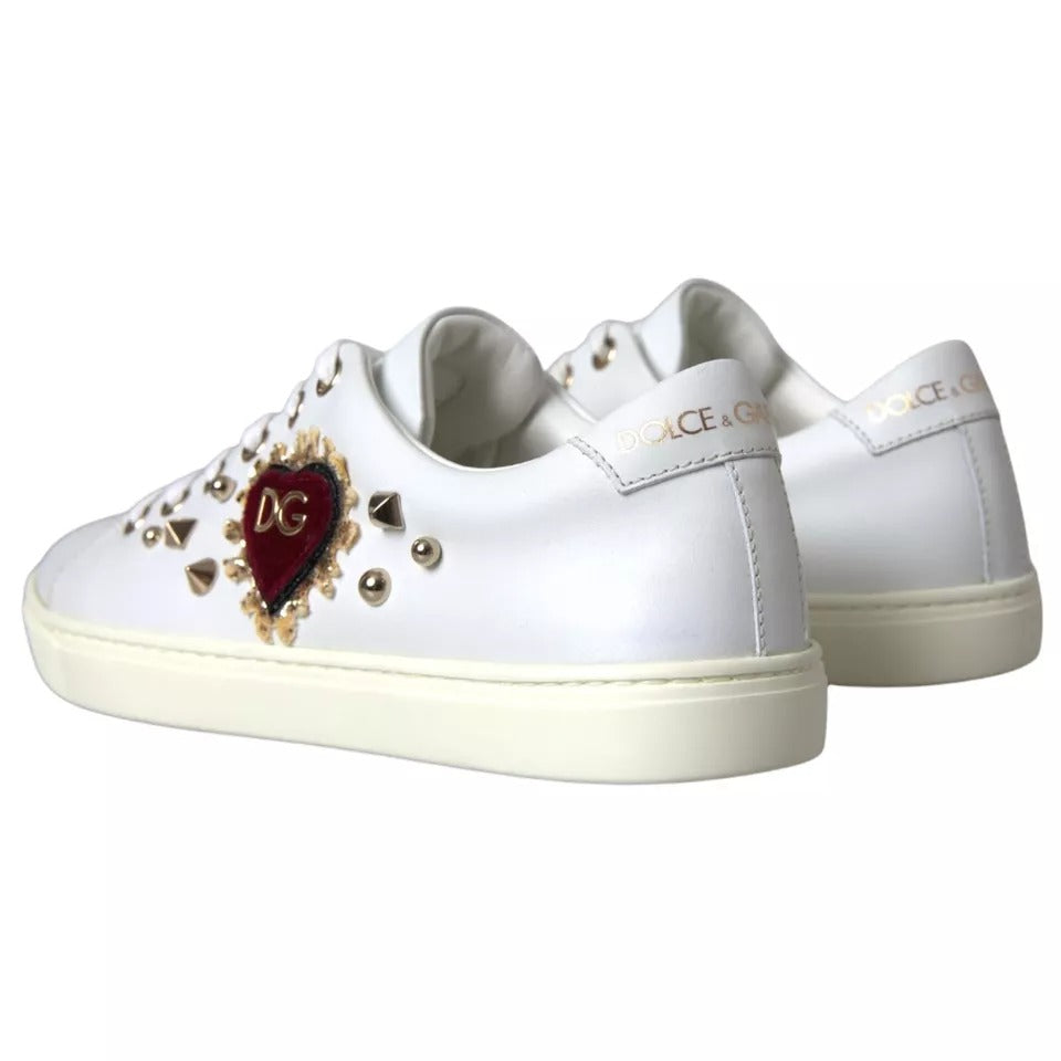 Dolce & Gabbana White Portofino Sacred Heart Sneakers Women Shoes by Dolce & Gabbana