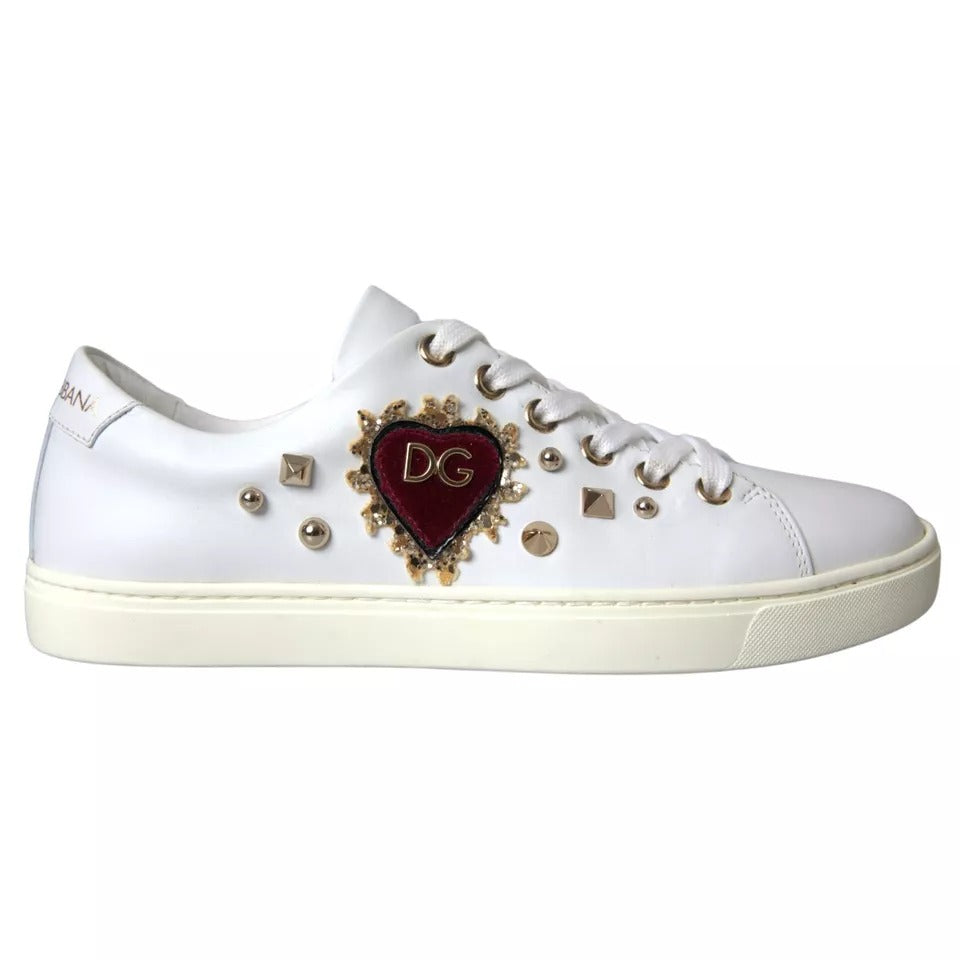 Dolce & Gabbana White Portofino Sacred Heart Sneakers Women Shoes by Dolce & Gabbana